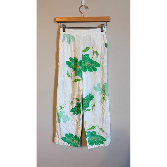 Zara Other - Zara Kids Girls Floral Wide Leg Pants White Green Yellow Size 11-12 CM 148
